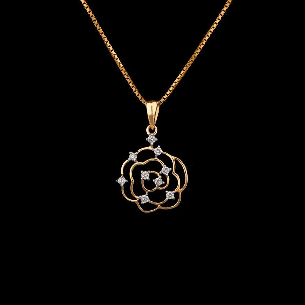 18K Yellow Gold Diamond Pendant - 0.16ct VS-FG