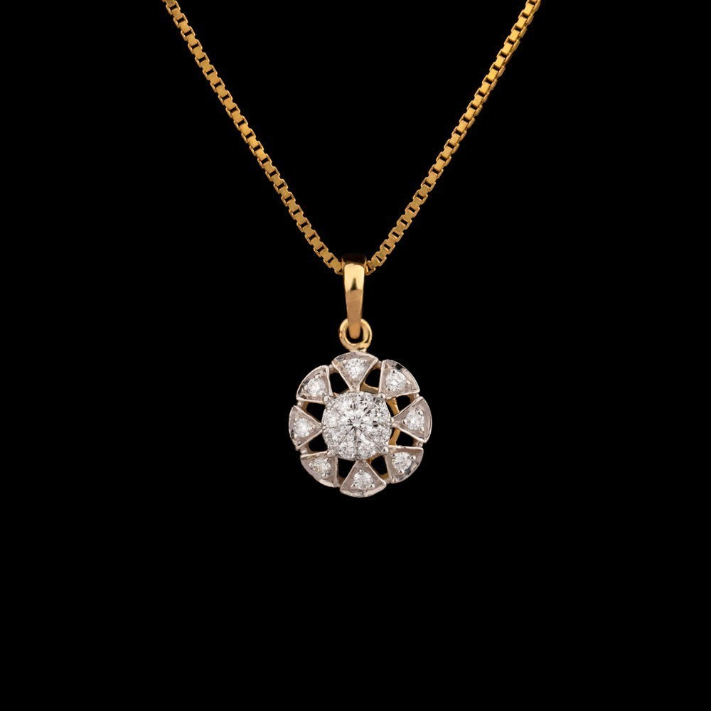 18K Yellow Gold Diamond Pendant - 0.22ct VS-FG