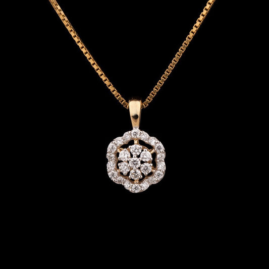 18K Yellow Gold Diamond Pendant - 0.32ct VS-FG