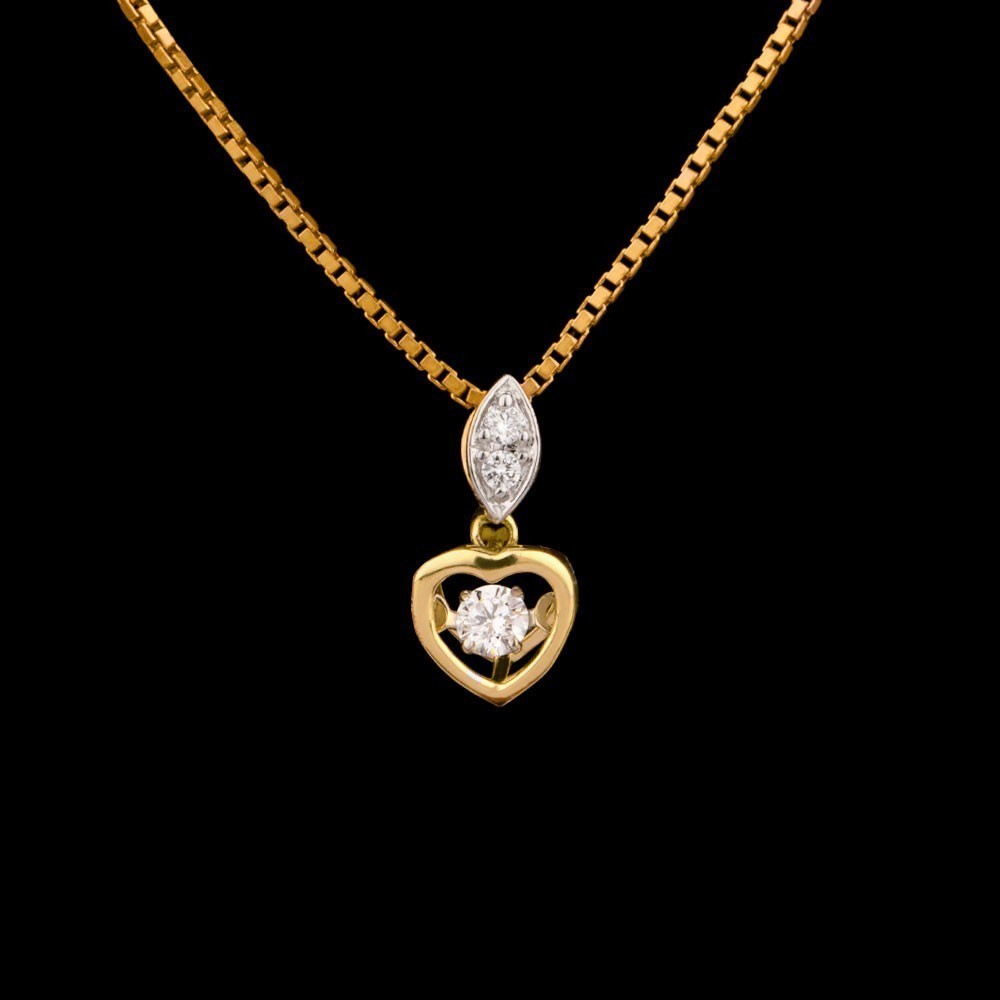 18K Yellow Gold Diamond Pendant - 0.09ct VS-FG