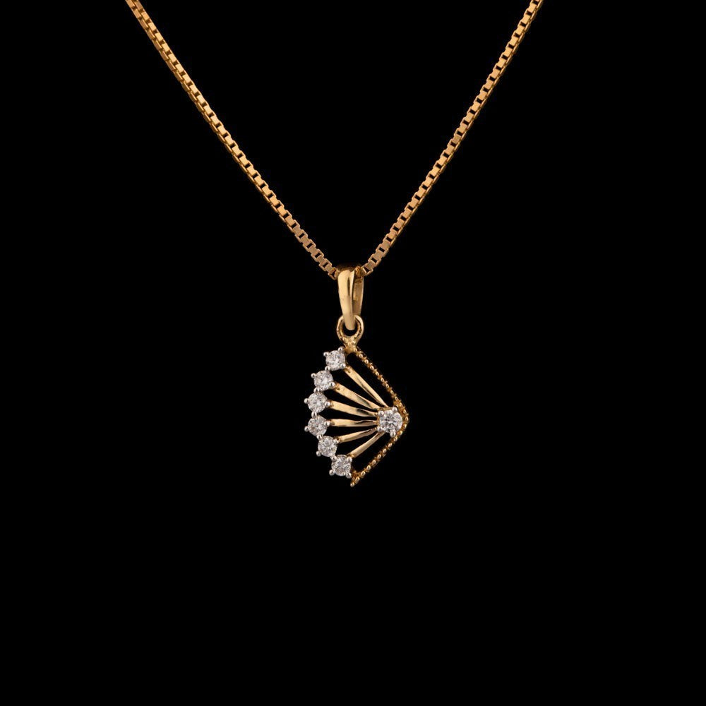 18K Yellow Gold Diamond Pendant - 0.12ct VS-FG