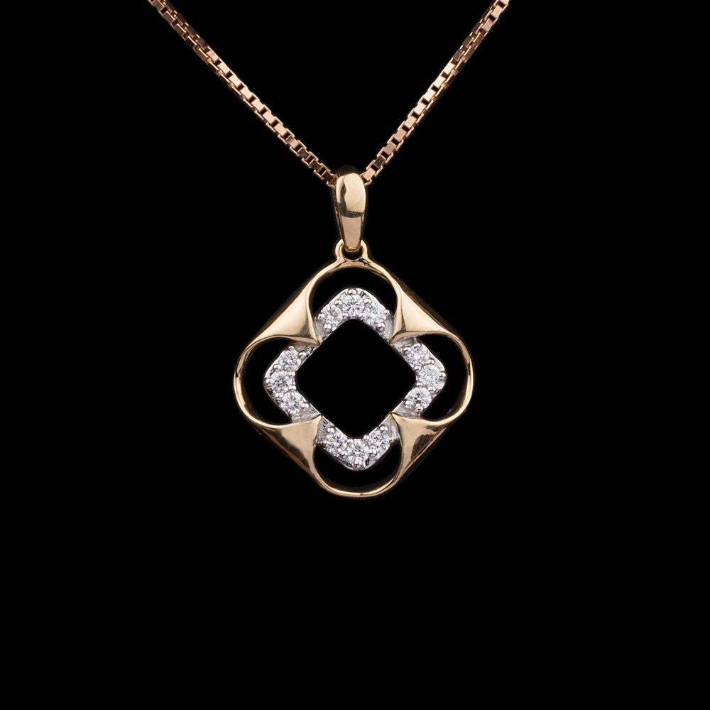 14K Yellow Gold Diamond Pendant - 0.14ct VVS-EF