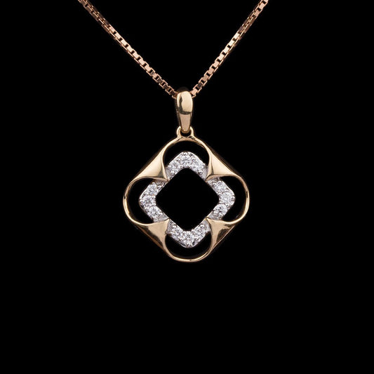 14K Yellow Gold Diamond Pendant - 0.14ct VVS-EF