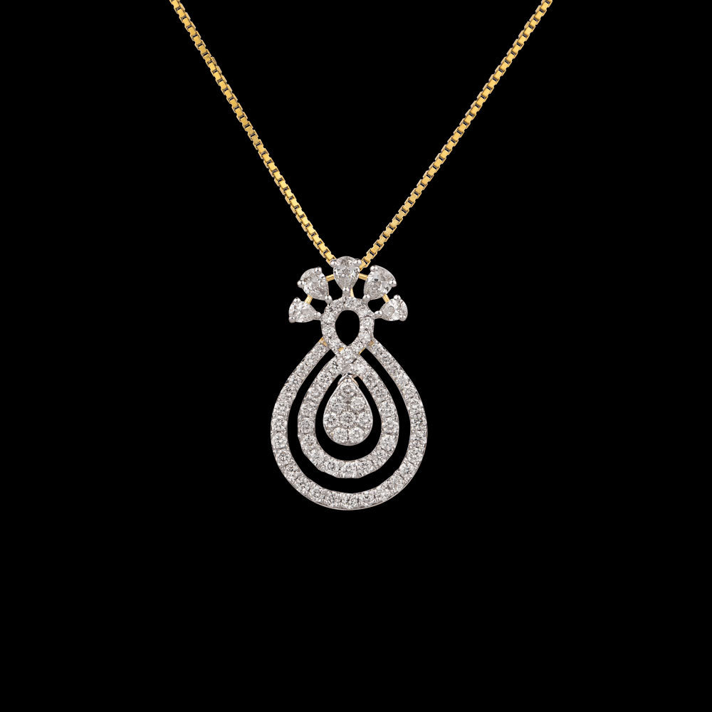 18K Yellow Gold Diamond Pendant - 1.076ct VVS-VS-GH
