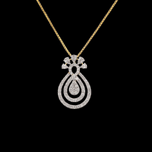 18K Yellow Gold Diamond Pendant - 1.076ct VVS-VS-GH