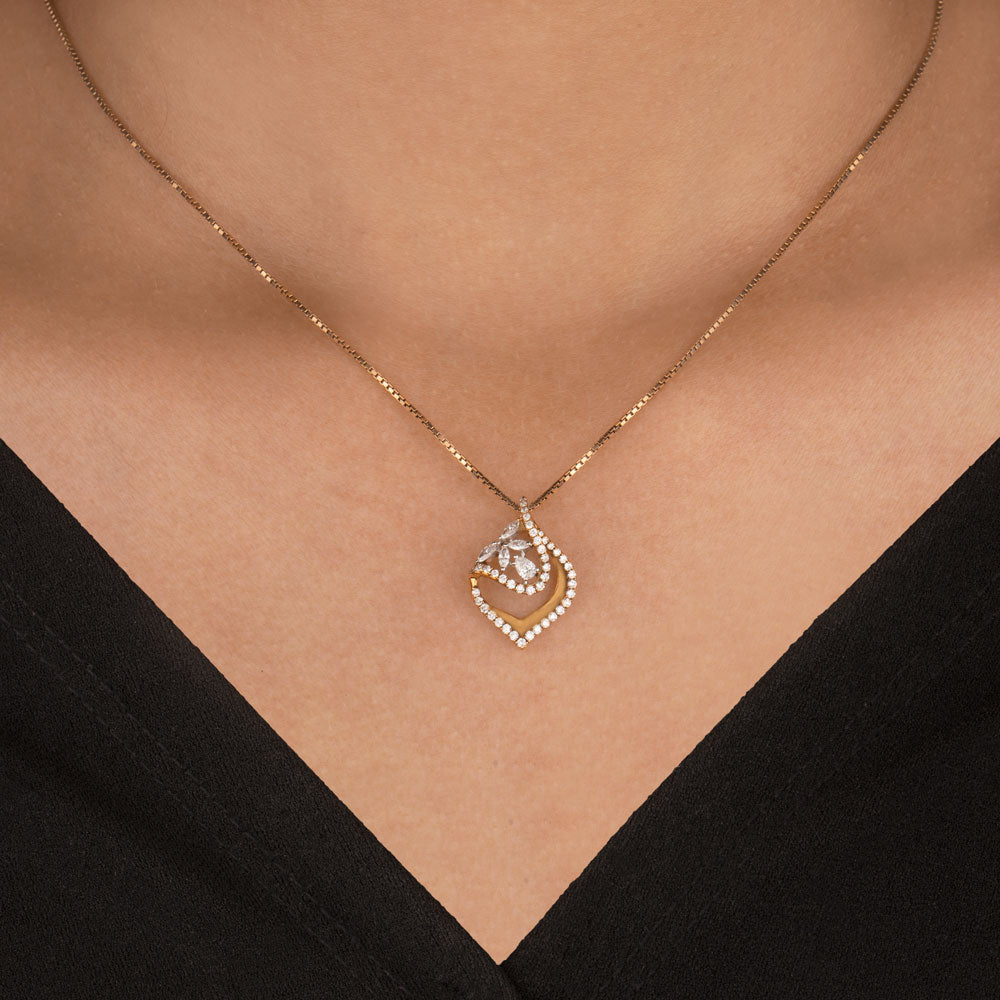 14K Yellow Gold Diamond Pendant - 0.44ct VS-GH