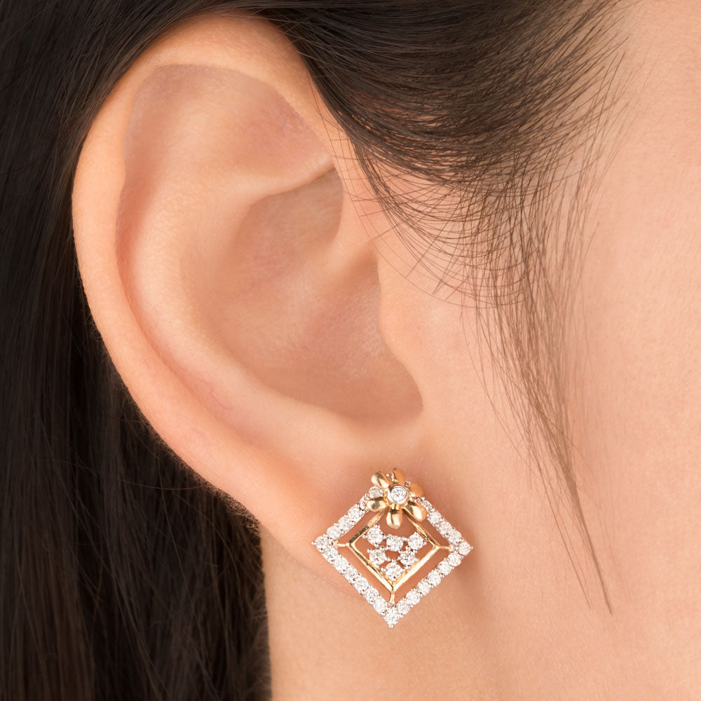 14K Yellow Gold Diamond Earrings - 0.8ct VS-SI-GH