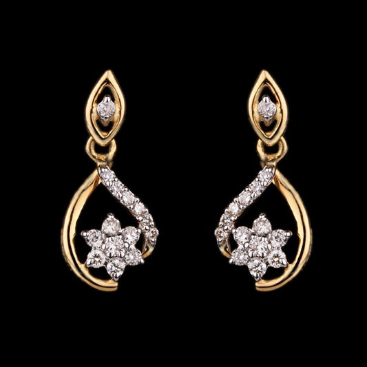 18K Yellow Gold Diamond Earrings - 0.18ct VVS-VS-GH