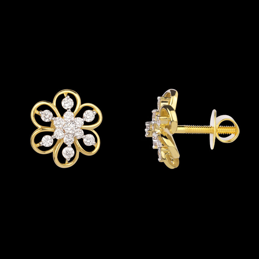 18K Yellow Gold Diamond Earrings - 0.47ct VVS-VS-GH