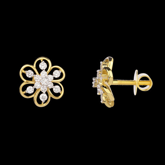18K Yellow Gold Diamond Earrings - 0.47ct VVS-VS-GH