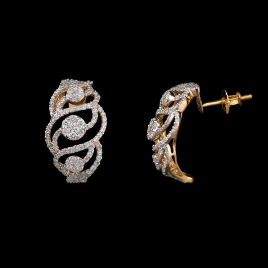 18K Yellow Gold Diamond Earrings - 0.87ct SI-GH