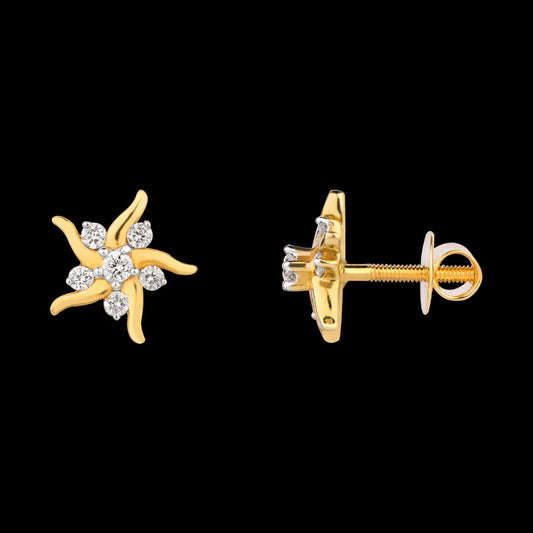 14K Yellow Gold Diamond Earrings - 0.17ct SI-GH