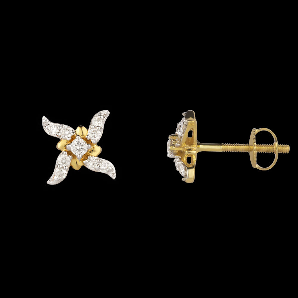 14K Yellow Gold Diamond Earrings - 0.2ct SI-GH