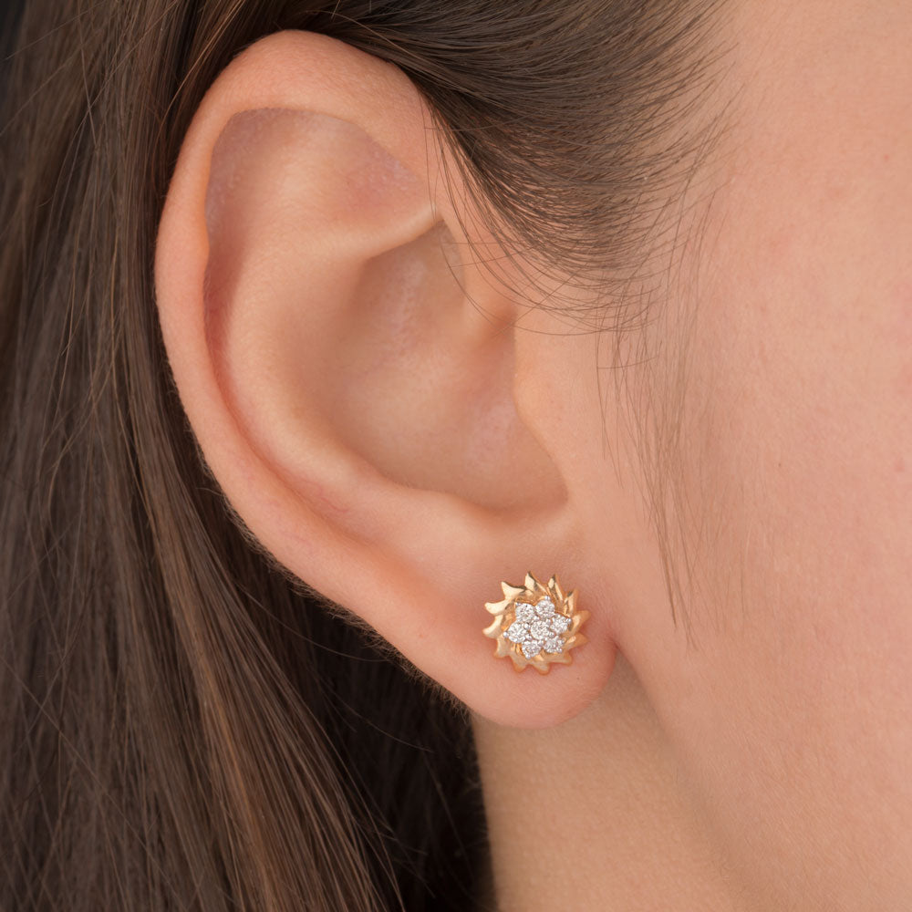 14K Yellow Gold Diamond Earrings - 0.21ct SI-GH