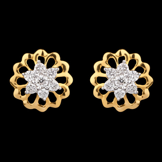 14K Yellow Gold Diamond Earrings - 0.15ct SI-GH