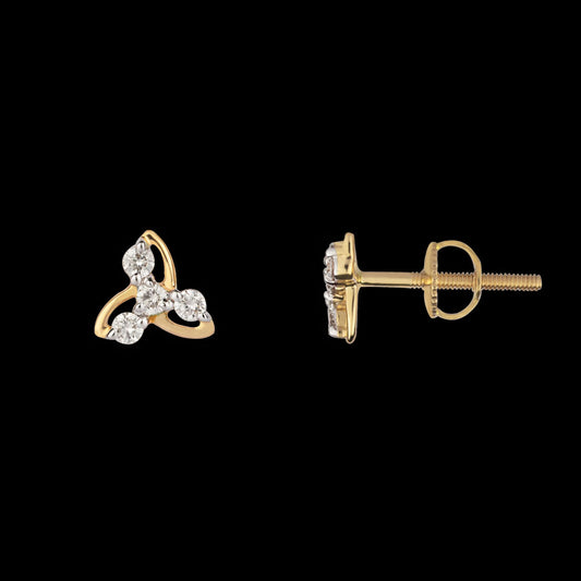14K Yellow Gold Diamond Earrings - 0.18ct SI-GH