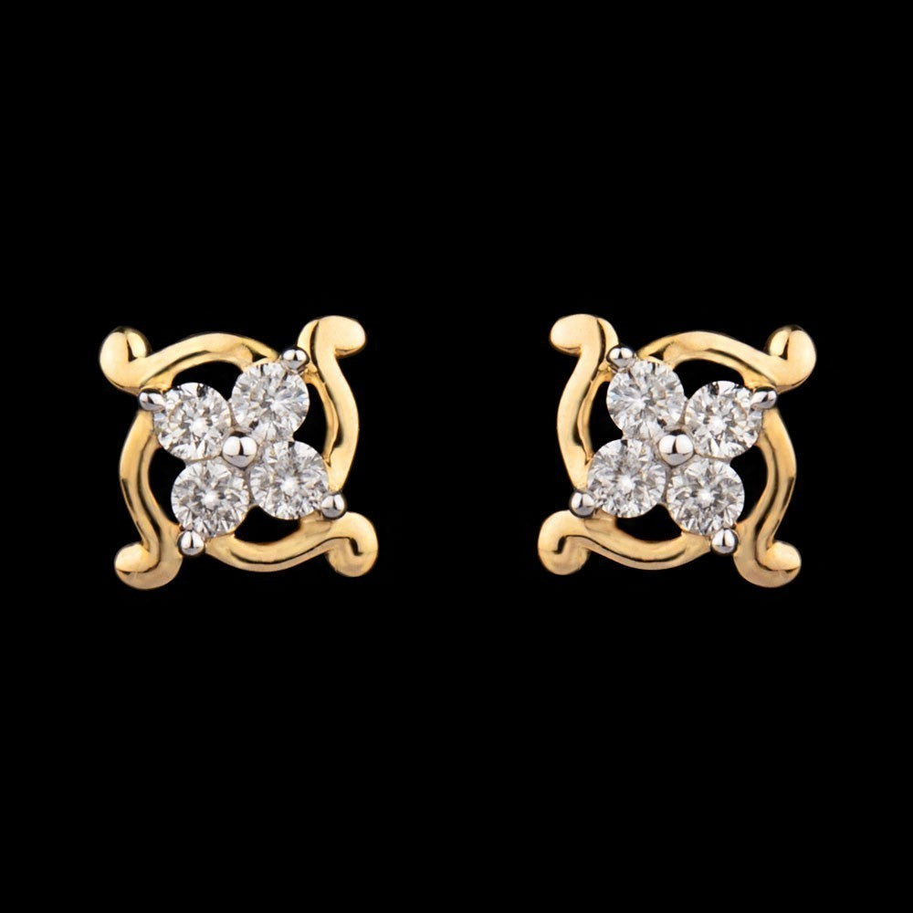14K Yellow Gold Diamond Earrings - 0.18ct SI-GH
