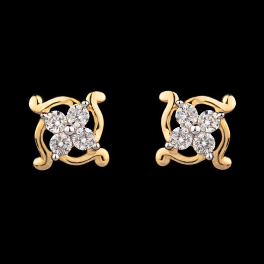 14K Yellow Gold Diamond Earrings - 0.18ct SI-GH