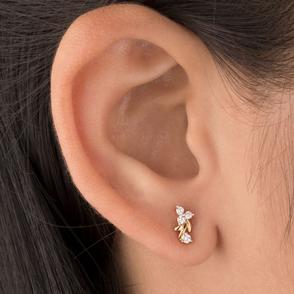 18K Rose Gold Diamond Earrings - 0.134ct VVS-VS-IJ