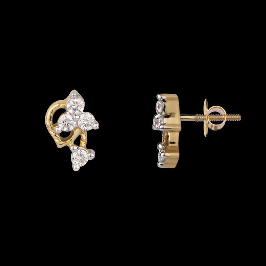 14K Yellow Gold Diamond Earrings - 0.18ct SI-GH