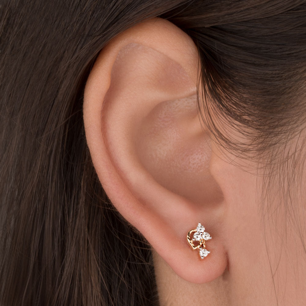 14K Yellow Gold Diamond Earrings - 0.18ct SI-GH