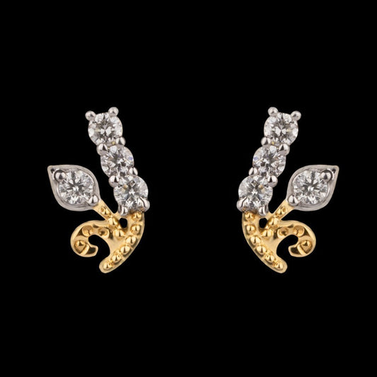 14K Yellow Gold Diamond Earrings - 0.18ct SI-GH