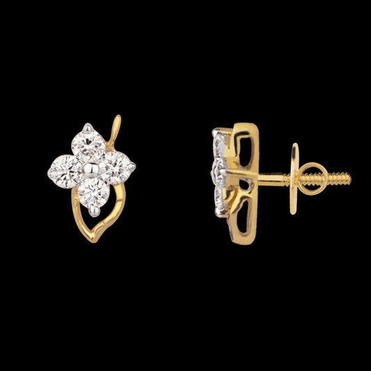 14K Yellow Gold Diamond Earrings - 0.18ct SI-GH