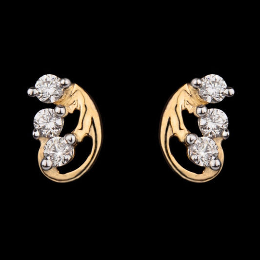 14K Yellow Gold Diamond Earrings - 0.11ct SI-GH