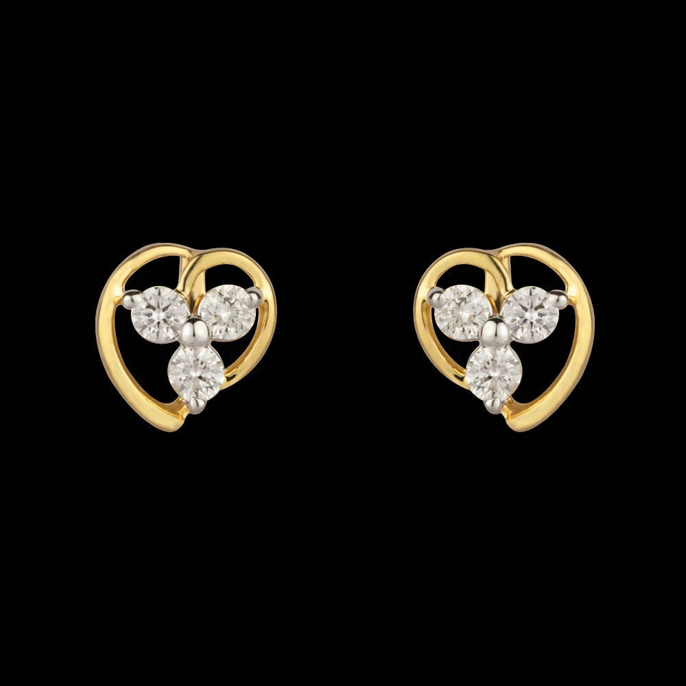 14K Yellow Gold Diamond Earrings - 0.12ct SI-GH