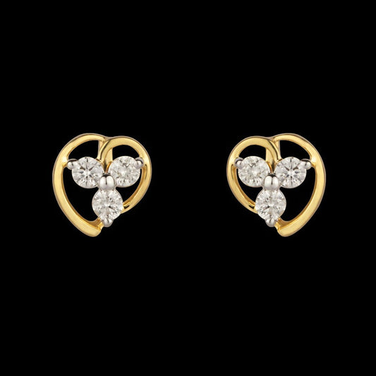 14K Yellow Gold Diamond Earrings - 0.12ct SI-GH