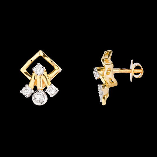 14K Yellow Gold Diamond Earrings - 0.15ct SI-GH