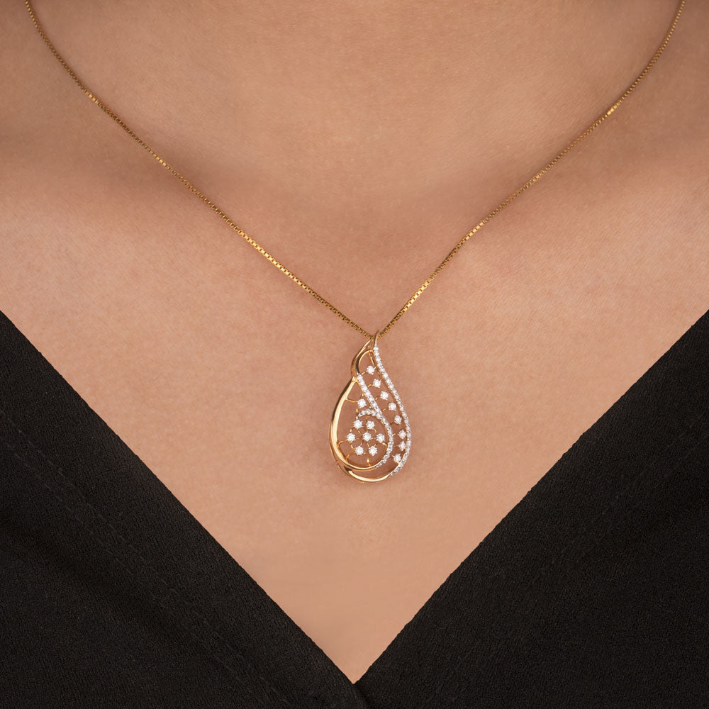 14K Yellow Gold Diamond Pendant - 0.46ct VS-GH