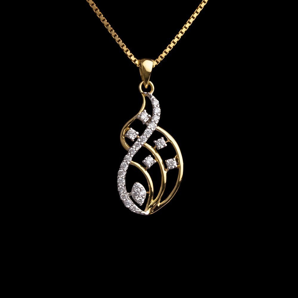 14K Yellow Gold Diamond Pendant - 0.21ct VS-GH