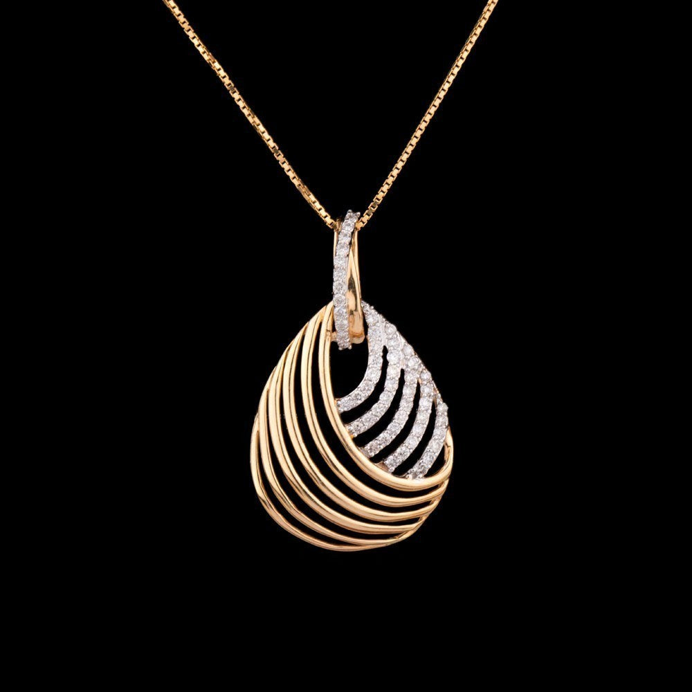 14K Yellow Gold Diamond Pendant - 0.37ct SI-IJ