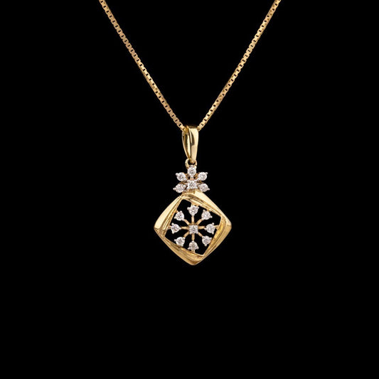 14K Yellow Gold Diamond Pendant - 0.22ct SI-GH