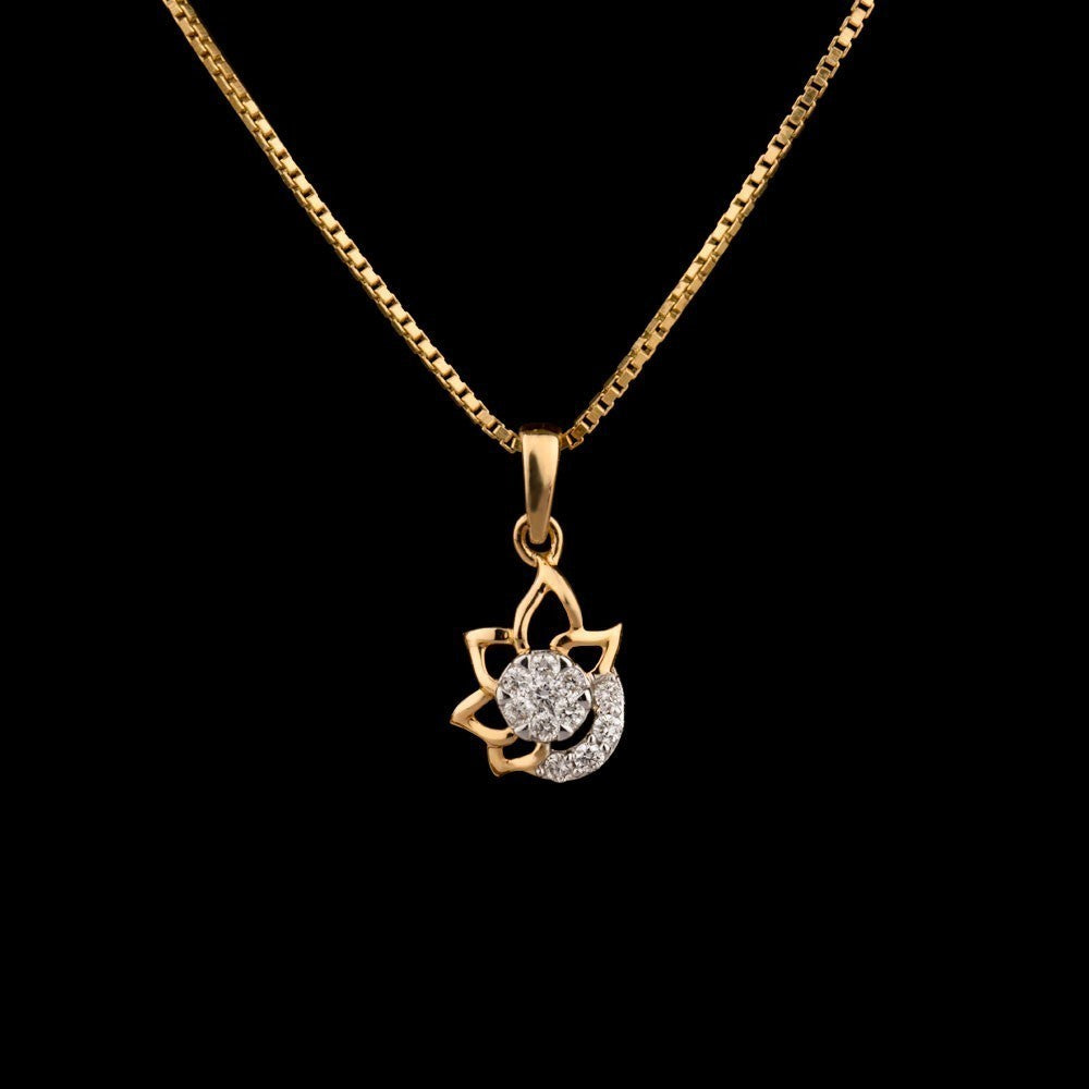 14K Yellow Gold Diamond Pendant - 0.12ct SI-GH