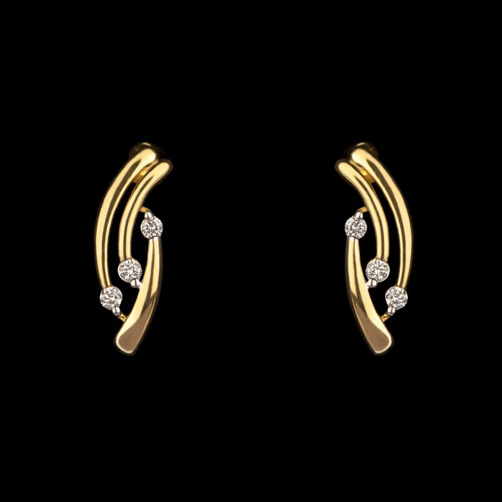 18K Yellow Gold Diamond Earrings - 0.142ct VVS-VS-GH