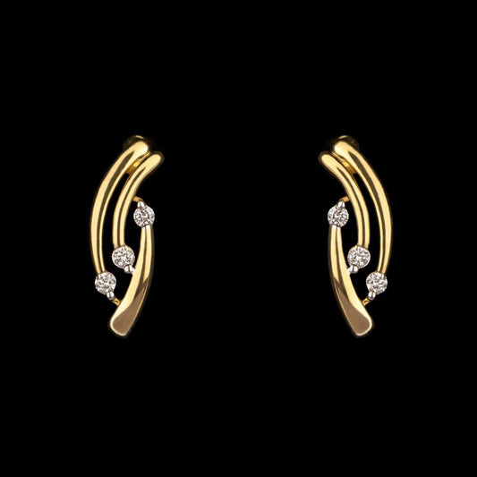 18K Yellow Gold Diamond Earrings - 0.142ct VVS-VS-GH