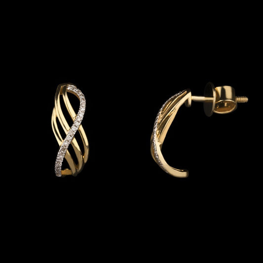 18K Yellow Gold Diamond Earrings - 0.12ct VVS-VS-GH