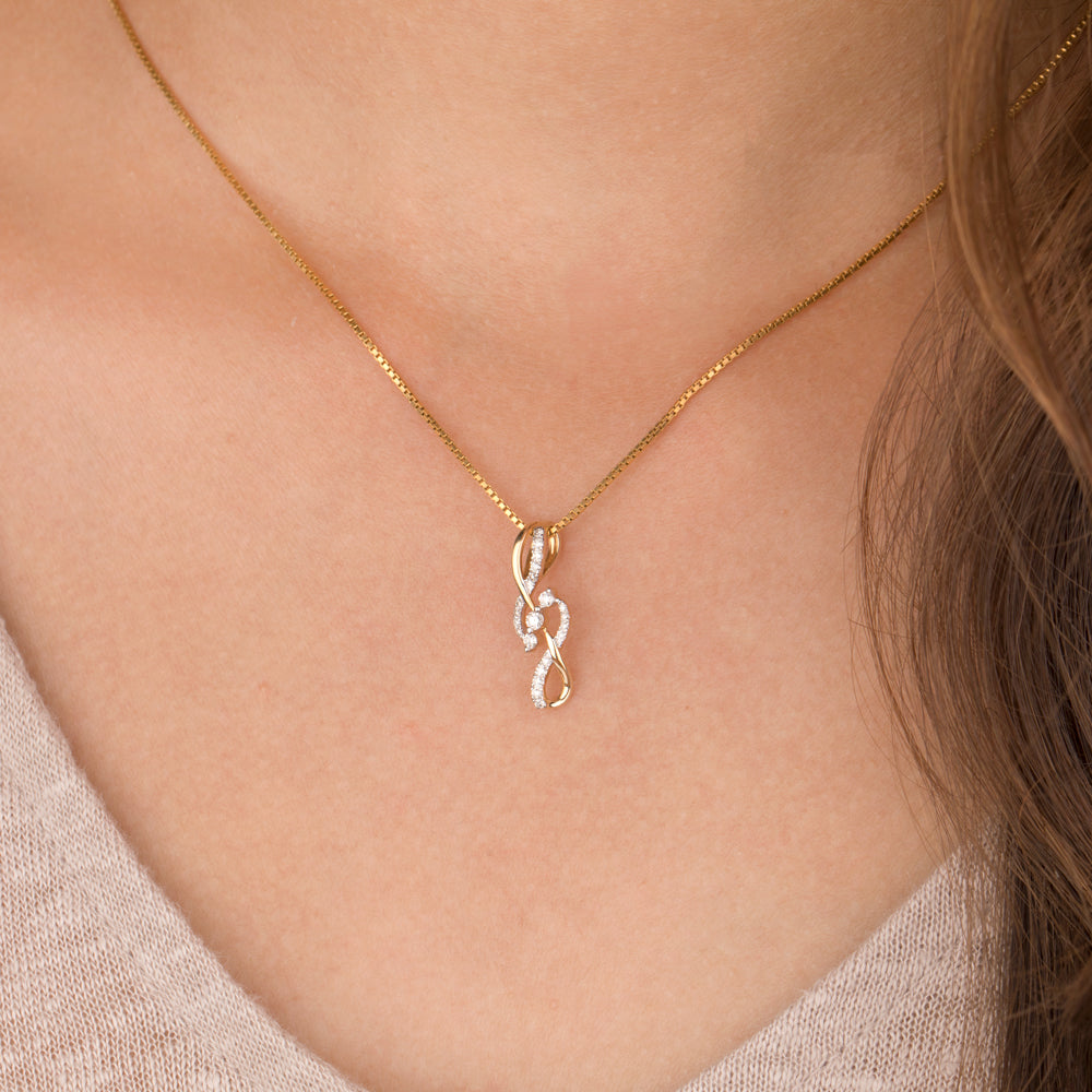 14K Yellow Gold Diamond Pendant - 0.18ct SI-IJ