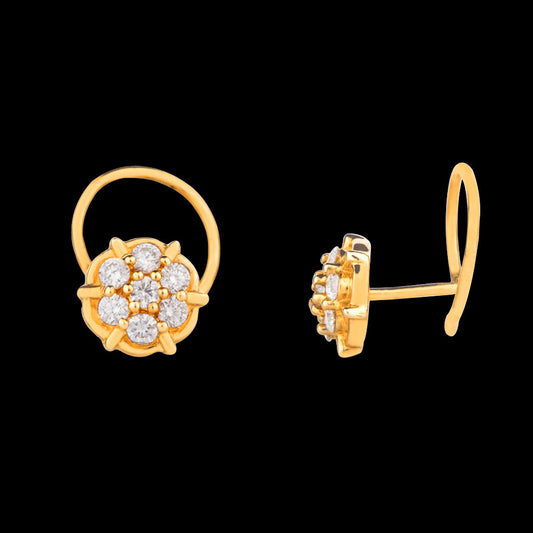 18K Yellow Gold Diamond Nosepin - 0.11ct VVS-EF