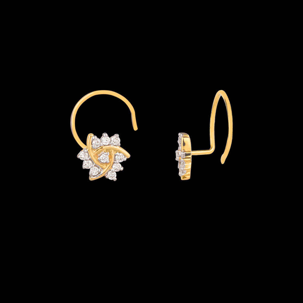 14K Yellow Gold Diamond Nosepin - 0.11ct VVS-VS-GH