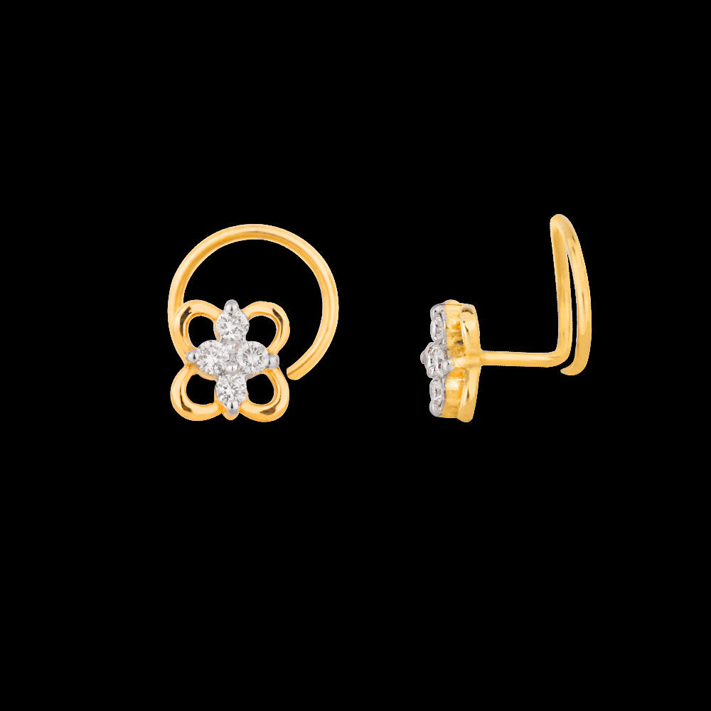 18K Yellow Gold Diamond Nosepin - 0.066ct VVS-VS-IJ