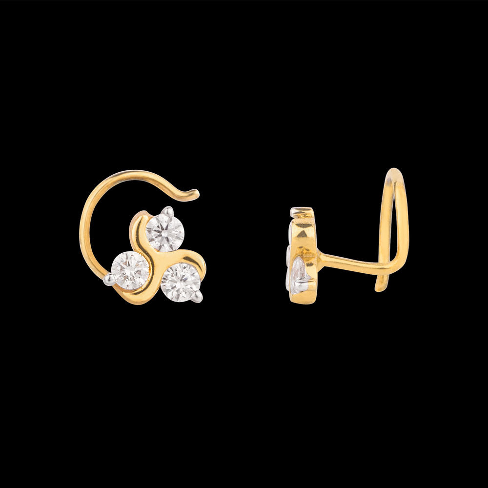 18K Yellow Gold Diamond Nosepin - 0.201ct VVS-VS-GH