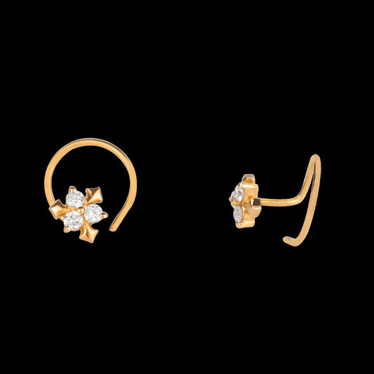 18K Yellow Gold Diamond Nosepin - 0.078ct VVS-EF