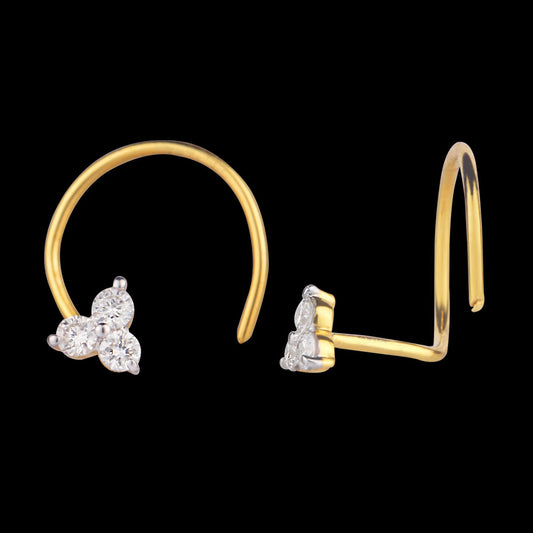 18K Yellow Gold Diamond Nosepin - 0.067ct VVS-VS-FG