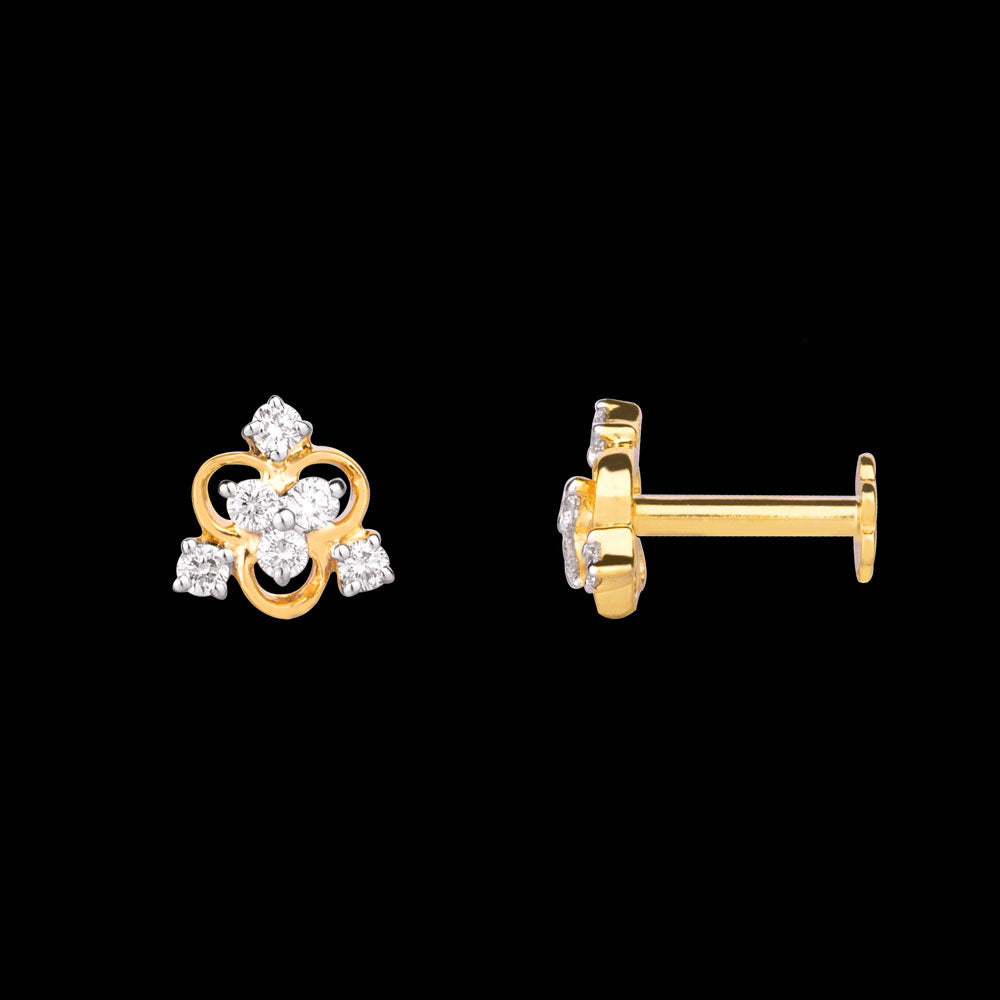18K Yellow Gold Diamond Nosepin - 0.09ct VS-SI-IJ