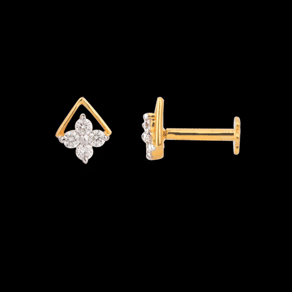 18K Yellow Gold Diamond Nosepin - 0.114ct VVS-VS-IJ