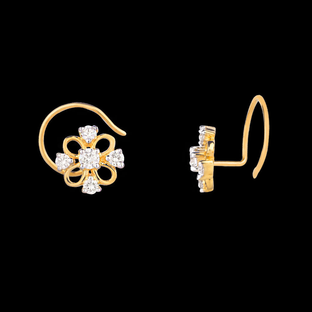 14K Yellow Gold Diamond Nosepin - 0.12ct VVS-VS-GH