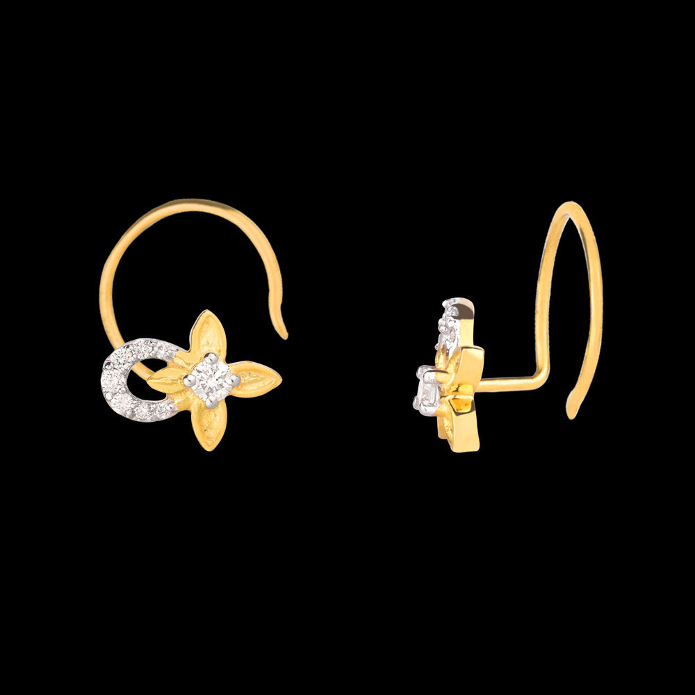 14K Yellow Gold Diamond Nosepin - 0.09ct VVS-VS-FG